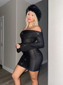 Sweetina Sexy Hot Girl Metallic Sequin Bodycon Mini Dress - Black - View 5