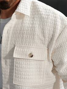 Manfinity Homme Áo sơ mi nam trơn màu họa tiết thường ngày, xuân thu - Màu be - Xem 3