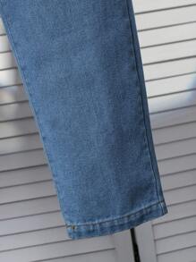 2 件套青少年男孩时尚条纹印花圆领运动衫和直筒牛仔裤套装，秋冬 - 彩色 - 查看 5