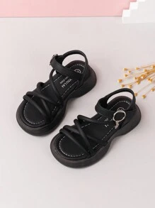 1 Paar flache Sandalen für Kinder, modisches Cut Out faden-Design, Mädchen Sandalen, weicher Boden, bequeme Kinderschuhe