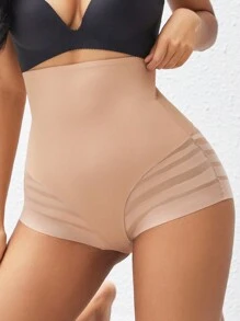 High-Waisted Comfortable Mesh Insert Tummy Control Slim Fit Pants