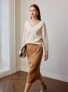 MOTF PREMIUM SOLID V-NECK LOOSE FIT SWEATER - Multicolor - View 4