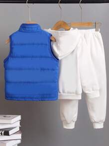 Conjunto de 3 piezas de chaleco deportivo informal, sudadera de manga larga y pantalones para niño pequeño, para uso diario, escuela, deportes, actividades al aire libre, temporada de otoño e invierno