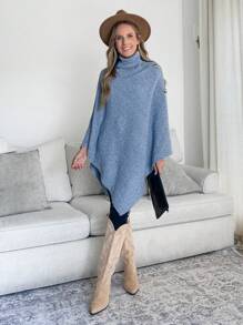 SHEIN LUNE Women's Casual Batwing High Neck Basic Pullover Sweater, Autumn/Winter