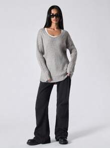 LYSMO Ramadan Women Basic Casual Sweater, Fashion & Everyday Wear - Light Grey - View 4