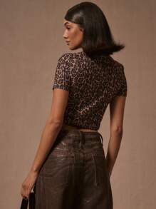 MUSERA 豹纹 你生我的气了吗？春夏假期上衣 - 棕色 - 查看 3