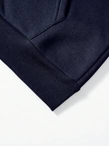 Manfinity Dauomo 1pc Men's Solid Color Long Sleeve Zip Up Drawstring Hoodie Sweatshirt, Autumn