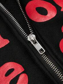 Manfinity Dauomo Áo hoodie có khóa kéo in hình đầu lâu và chữ cho nam - Nhiều màu - Xem 6