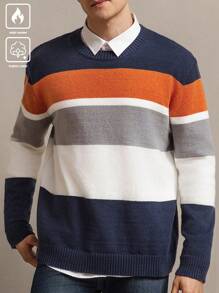 Manfinity Homme Men Solid Color Patchwork Long Sleeve Casual Knitwear - Multicolor - View 1