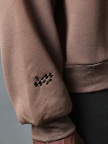 SUMWON Casual Two-Tone Hoodie With Technical Pocket Designer Fleece Sweatshirt Fall Winter Streetwear Sportswear Workout Athletic Urban Contemporary Loungewear - Camel - View 4