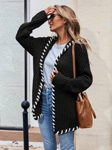 SHEIN LUNE 女士连帽拼色抽绳开衫，长袖