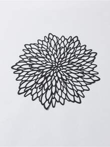 Black Placemats & Coasters ,Matching Washable Pressed PVC Laser Cut Dining Table Mats Round Floral Decoration,Creative Black Flower Design Hollow Out Anti-Slip Table Mat For Christmas Halloween Thanksgiving Wedding(10cm For Coaster , 38cm For Placemat Different Quantity Options) Christmas For Holiday Gift Giving