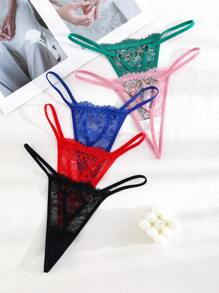 5-Pack Sexy Lace Heart Decorated G-String Panties Lingerie