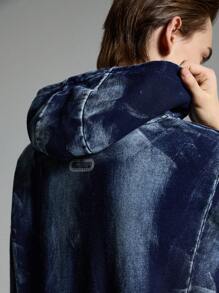 NEON BLANC 男式针织鬼魂印花水洗立领连帽衫，万圣节、秋冬皆宜 - 霧霾藍 - 查看 4