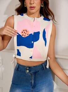 VALERIA GALIPOLI Áo cánh ngắn không tay in họa tiết khối màu công sở giản dị cho kỳ nghỉ, ngày lễ, mùa xuân, bãi biển, lễ hội, phù hợp với Ibiza, công sở - Nhiều màu - Xem 6