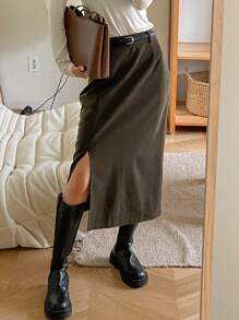 DAZY 女士A字开衩半身裙，秋冬款