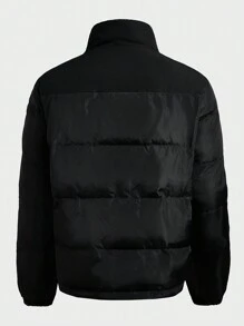 Manfinity VCAY Reversible Plaid Men Casual Collar Thickened Padded Coat, Windproof Warm Lined Coat, Fashionable Versatile Outerwear For Autumn/Winter, Christmas