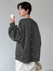 FRIFUL Sudadera holgada para mujer forrada térmicamente con botón en forma de corazón en la espalda