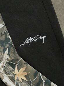 Manfinity NXTstreet Men's Casual Branch Print Drawstring Waist Sweatpants, Autumn - Black - View 4