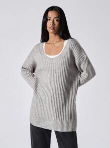LYSMO Ramadan Women Basic Casual Sweater, Fashion & Everyday Wear - Light Grey - View 5