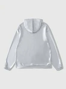 ROMWE MEN Street Life 男士秋季数字印花休闲街头风金属光泽拉链连帽夹克 - 銀色 - 查看 2