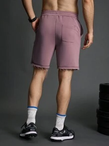 Manfinity Sport Corelite Boyfriend Style Men's Letter Print Drawstring Waist Casual Fitness Workout Shorts