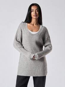 LYSMO Ramadan Women Basic Casual Sweater, Fashion & Everyday Wear - Light Grey - View 3