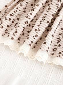 Cozy Pixies Robe pour bébé fille à manches bouffantes avec blocs de couleurs floral et taille cintrée - Nude - Voir 4