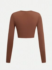 SHEIN 2pcs/Set Teen Girls' Matched Sports Crew Neck Long Sleeve Top And Shorts Co-Ord Sportswear