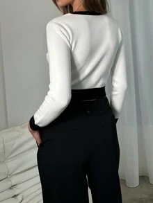 Women's Casual Contrast Color Button Front Cardigan