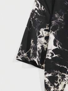 ROMWE MEN Anime Herren Sommer T-Shirt mit Batik-Muster und Anime-Charakter-Muster, Rundhalsausschnitt, Kurzarm, Lässig
