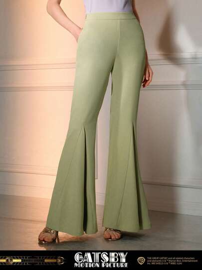 The Great Gatsby x MOTF SOLID ELASTIC WAIST FLARE LEG SUIT PANTS