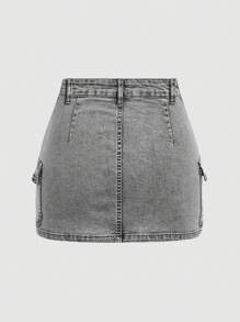 SHEIN MOD 女士牛仔裙 - 淺灰色 - 查看 2