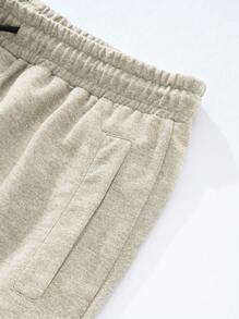 Manfinity Homme Quần nỉ chạy bộ buộc dây thời trang tối giản cho nam, thích hợp cho các hoạt động ngoài trời - Màu Khaki - Xem 4