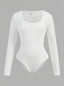 Tween Girl Round Neck Solid Knit Bodysuit - Multicolor - View 9