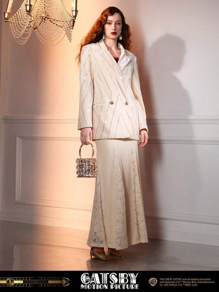 The Great Gatsby x MOTF SEQUIN DOUBLE BUTTONS BLAZER