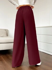 SHEIN EZwear Women Solid Color Elastic Waist Loose Casual Pants