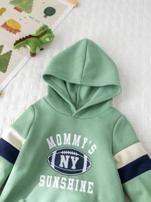 Cozy Pixies Baby Boy Letter Grafische Capuchon Lange Mouw Pullover Sweatshirt, Casual Veelzijdig