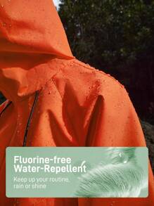 In My Nature 女士字母刺绣抽绳连帽户外夹克 - 橘色 - 查看 3