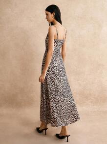 SHEIN Frenchy Ladies Leopard Print High Slit Maxi Slip Dress, Fall Women Outfits,Leopard Costume,Sexy Women Outfits,Elegant Women Dresses,Masquerade Ball Dress,Sexy Party Dress,,2024 AW, Winter Clothes Summer Cheetah Brown Casual - Brown - View 7