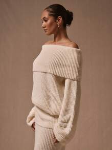 MUSERA 露肩灯笼袖套头衫，Y2K 90年代风格，休闲可爱，适合春夏机场度假、返校季、冬季日常穿着，时尚优雅，春季情人节必备。 - 奶油色 - 查看 2