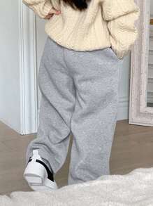 DAZY Young Girl Autumn Casual Elastic Waist Loose Straight Leg Sweatpants, Fall Clothes