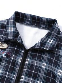 Tween Girls Cool Printed Checkered Jacket, Autumn/Winter - Multicolor - View 3