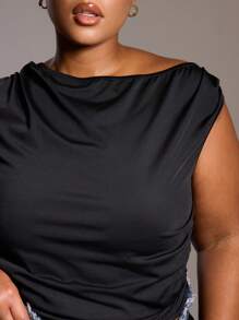 MUSERA Asymmetrisches gerafftes Oberteil in Große Größen für Ausgehen, sexy, Club, Party, Date Night, Urlaub, Rave, Konzert, Herbst Winter Saison