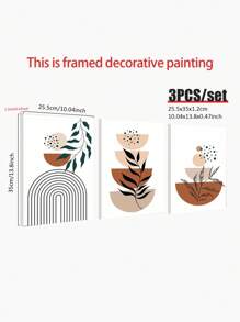 Juego de 3 impresiones abstractas de estilo bohemio, decoración del hogar de mediados de siglo, arte de línea botánica, diseño de arte de pared geométrico, paleta de colores terracota, juego de arte minimalista moderno para decoración de pared en la sala de estar, decoración de otoño en el hogar, sin marco, regalo navideño - Multicolor - Ver 3