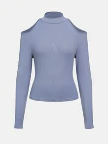 2 件套青少年女孩优雅短款露肩长袖上衣和紧身喇叭裙套装 - 深灰色 - 查看 3