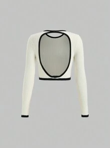 Flirla Dames Strakke Casual Colorblocking Zoom Open Rug Trui, Geschikt Voor De Herfst