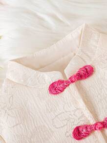 Baby Girls Retro Thermal Long Sleeve Top, Fashionable Hanfu Style, Autumn/Winter - Yellow - View 4