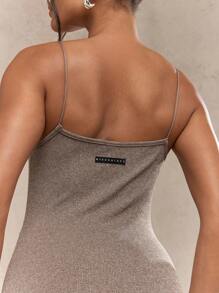 MISSGUIDED Halloween Ribbed Spaghetti Strap Cami Bodycon Maxi Dress - Brown - View 4
