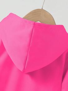 Young Girl Casual Cute Girl Pattern & Letter Hoodie With Sweatpants 2 Pieces Set - Hot Pink - View 4